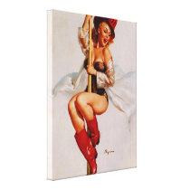 Vintage Gil Elvgren Firefighter Pin Up Girl Canvas Gallery Wrap Canvas
