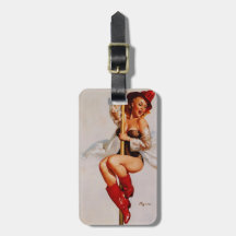 Vintage Gil Elvgren Firefighter Pin Up Girl Bag Tag