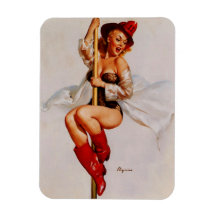 Vintage Gil Elvgren Firefighter Pin Up Girl Magnet