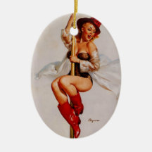 Vintage Gil Elvgren Firefighter Pin Up Girl Christmas Ornament