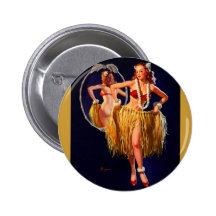 Vintage Gil Elvgren Hula Hawaiian Pin UP Girl