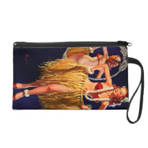 Vintage Gil Elvgren Hula Hawaiian Pin UP Girl Wristlet Purse