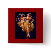 Vintage Gil Elvgren Hula Hawaiian Pin UP Girl