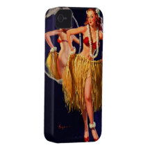 Vintage Gil Elvgren Hula Hawaiian Pin UP Girl iPhone 4 Case-Mate Cases