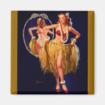 Vintage Gil Elvgren Hula Hawaiian Pin UP Girl Magnet