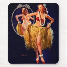Vintage Gil Elvgren Hula Hawaiian Pin UP Girl Mouse Pads