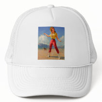 Vintage Gil Elvgren Ranch Wester Pin up girl Mesh Hat