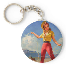Vintage Gil Elvgren Ranch Wester Pin up girl Key Chains