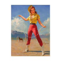 Vintage Gil Elvgren Ranch Wester Pin up girl Post Card