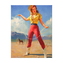 Vintage Gil Elvgren Ranch Wester Pinup girl Canvas Canvas Print