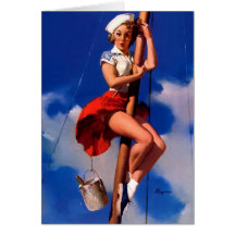 Vintage Gil Elvgren Sail Boat Sailing Pin UP Girl Cards