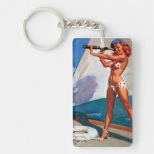 Vintage Gil Elvgren Sail Boat Sailing Pin UP Girl Acrylic Keychains