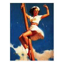 Vintage Gil Elvgren Sail Boat Sailing Pin UP Girl Post Cards