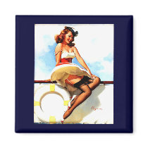 Vintage Gil Elvgren Sailor Nautical Pin up Girl