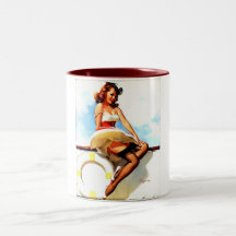 Vintage Gil Elvgren Sailor Nautical Pin up Girl Coffee Mug