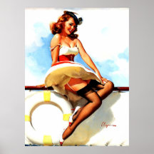 Vintage Gil Elvgren Sailor Nautical Pin up Girl Print