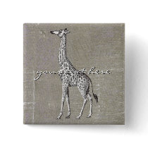 Vintage Giraffe Pinback Button