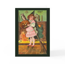 Vintage Girl and Owl Card