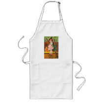 Vintage Girl and Owl Long Apron
