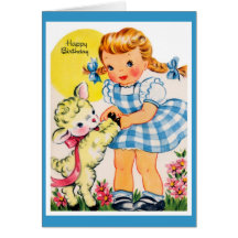 Vintage girl greeting card