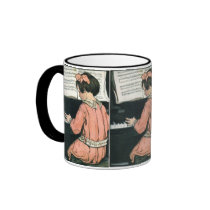 Vintage Girl Playing Piano by Jessie Willcox Smith Coffee Mugs