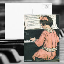 Vintage Girl Playing Piano by Jessie Willcox Smith Post Card