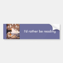 Vintage Girl Reading Under a Tree Bumper Stickers