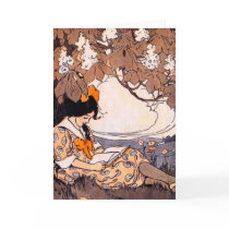 Vintage Girl Reading Under a Tree Cards
