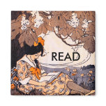 Vintage Girl Reading Under a Tree Fridge Magnet