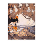 Vintage Girl Reading Under a Tree Post Cards