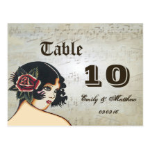 Vintage Girl Table Number Cards Postcard