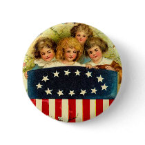 Vintage Girls Round Button