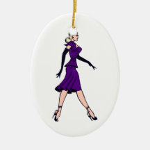 Vintage Glamour Girl Retro Blonde Pinup Office Lad Christmas Tree Ornament