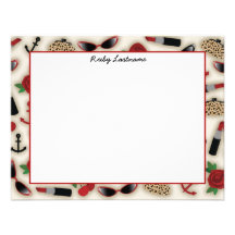 Vintage Glamour Inspired Flat Notecards Custom Announcements