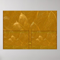 Vintage Gold Leaf Energy - Leaf and Wave Engraving Posters