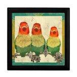 Vintage Gold Love Birds Gift Box