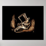 Vintage Gold on Black  Mad Hatter Poster
