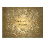 Vintage Gold Swirls on Gold Background Save The Da Postcards