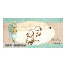 Vintage Golden Deer Christmas Photo Card