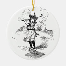 Vintage Golfer Girl Christmas Tree Ornaments