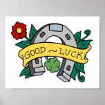 Vintage Good Luck Horseshoe Tattoo posters