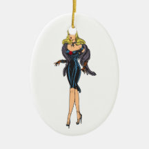 Vintage Gorgeous Glamour Girl Retro Blonde Pinup Christmas Tree Ornaments