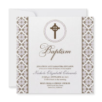 Vintage Grace Baptism Invitation (chocolate/lilac)