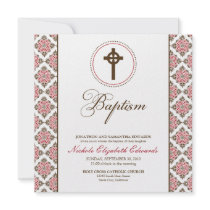 Vintage Grace Baptism Invitation (chocolate/red)