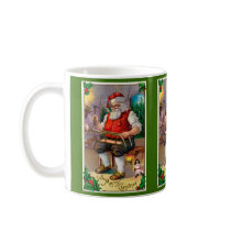 Vintage Graphic Santa in his Workshop Coffee Mug