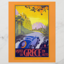Vintage Greece Travel Poster on Cards & Notecards Flyer