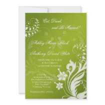 Vintage Green and White Floral Wedding Invitation