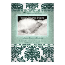 Vintage green baby photo announcement