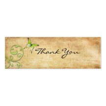 Vintage Green Butterfly Thank You Note Business Card