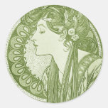 Vintage Green Fine Art Round Sticker